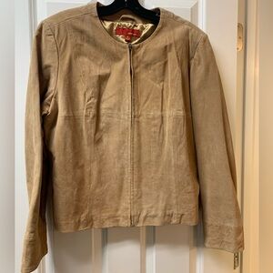 Tan Suede/leather Zippered Jacket, size XL